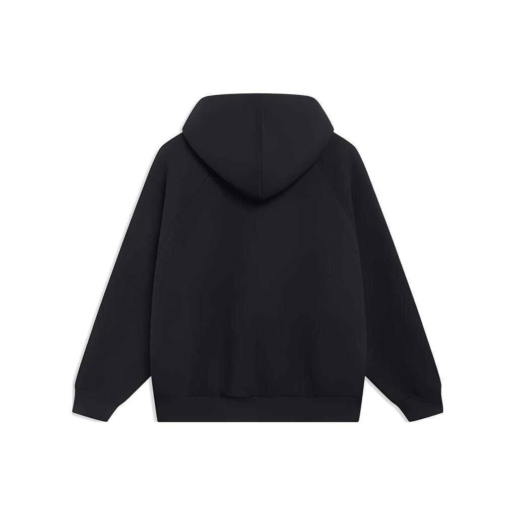 Li Ning Letter Embroidery Loose Pullover Hoodie Unisex Hoodies Black AWDT257-1