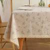 Green Grass Tablecloth, Cotton-Linen Fabric Minimalist Lace Desk Mat, Rectangular Coffee Tablecloth