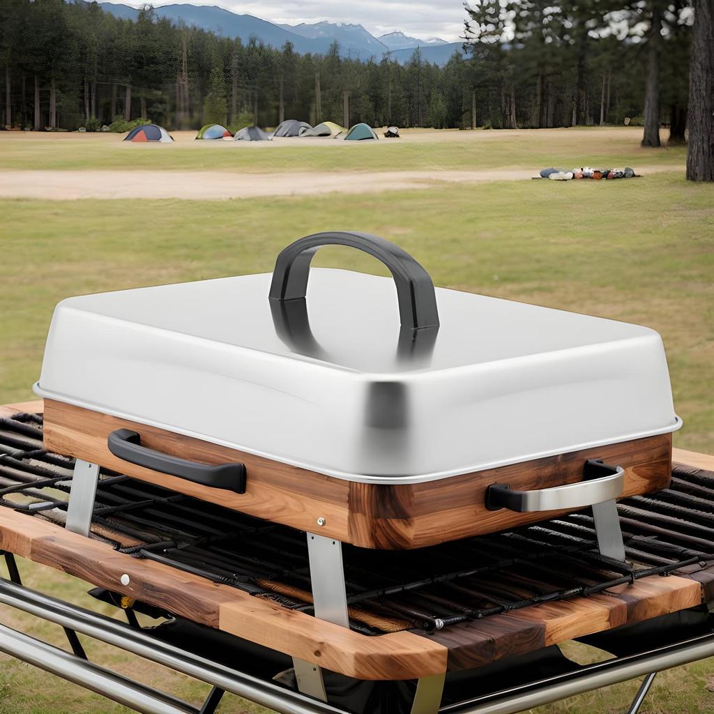 Stainless Steel Frying Pan Covers Barbecue Burgers Sandwiches Steak Pot Lids Rectangular Grill Basting Cover Cheese Melting Dome