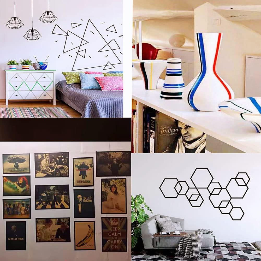 6 Rolls Black Masking Tape Painters Paper Tape for Arts DIY Crafts Painting Labeling Decoration School Projects Home Office