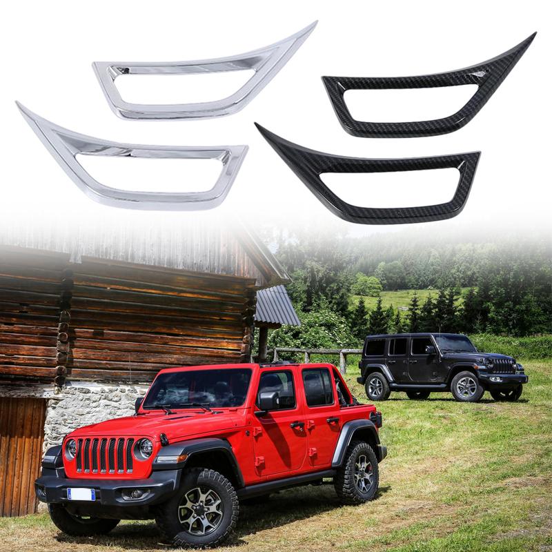 2 pcs ABS Exterior Car Leaf Panel Side Leaf Plate Air Vent Inlet Trim Covers For Jeep Wrangler JL 2018