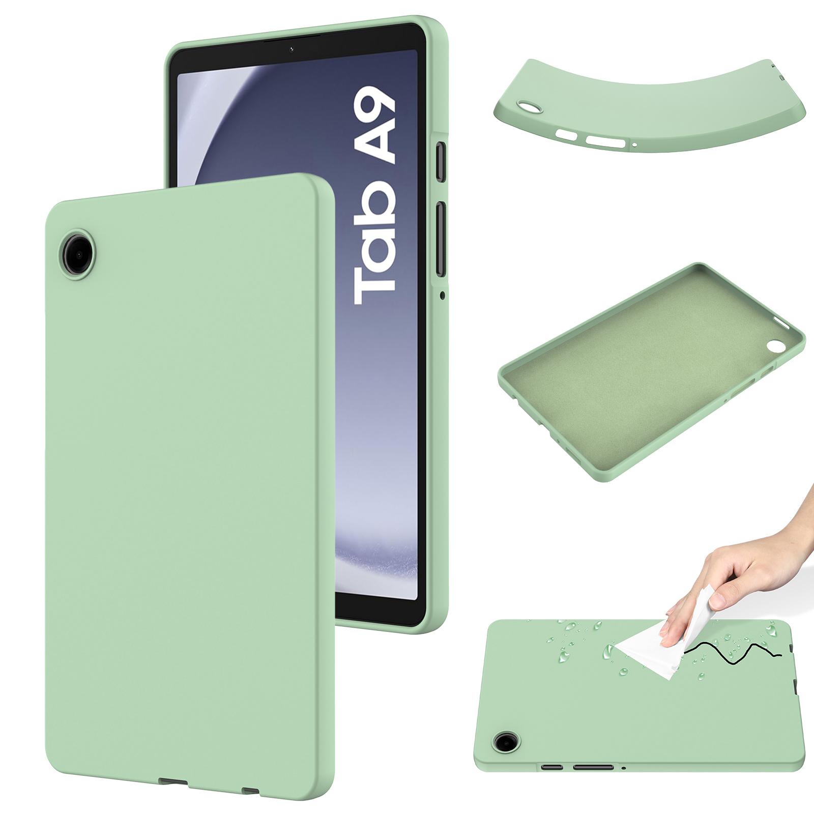 

For Samsung Galaxy Tab A9 Cover Liquid Silicone Case with Microfiber Lining Green