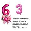32inch Pink Number Balloon Rose Red Pink Girl's Birthday Baby Shower Party Decor Balloon Arch