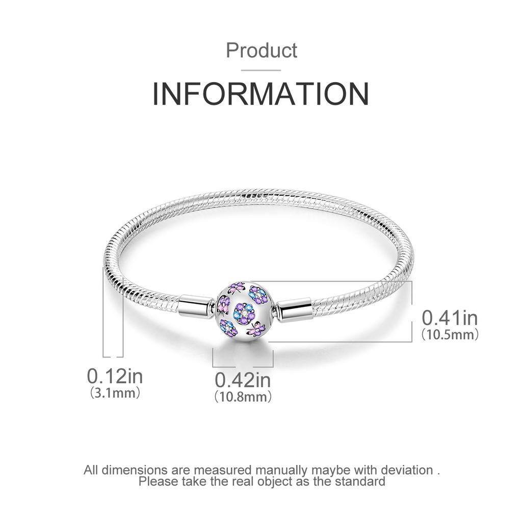 Silver Plated Bracelets 17-20CM Original Butterfly Stainless Steel Pulseras Bracelet Fit DIY Charms Beads Jewelry Gift For Women