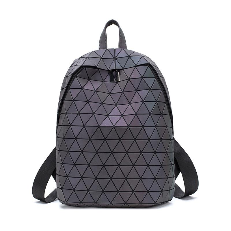 Women's Geometric Rhombus Backpack Fashion Symphony Backpack Unisex Luminous Large Capacity Backpack