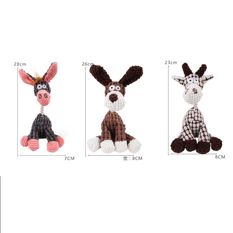 Fun Pet Toy Donkey Shape Corduroy Chew Toy for Dogs Puppy Squeaker Squeaky Plush Bone Molar Dog Toy Pet Training Dog Accessories