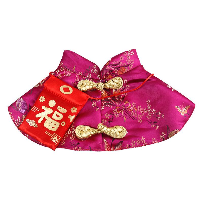 

New Tang Suit Cute Festive Collar Bowknot Tie Year Chinese Tang Costume for Cat/dog Gift Festive Pet Clothes Photoshoots Props 25-29cm фіолетовий