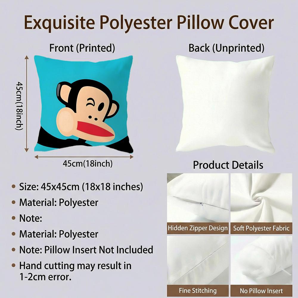 Cartoon P-Paul Frank Monkey Cushion Cover Cushion Cover Set 4Pcs 50X50 45X45 40X40 Pillowcase Decorative Sofa Home Decor