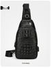 Men's Retro Crocodile Pattern Chest Bag - Large Capacity European and American Style Crossbody & Shoulder Bag.