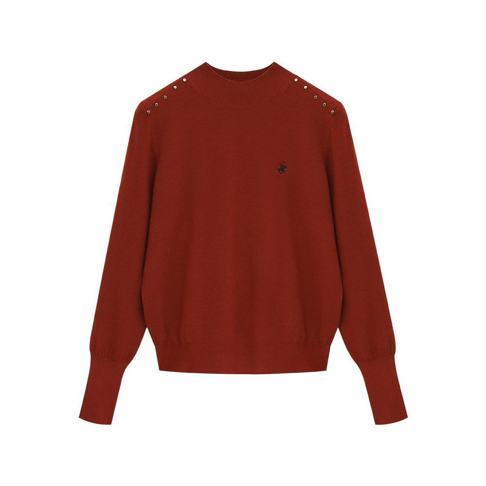 BHPOLOCLUB Women'S Rivet Point Mock Neck Knit Tk302