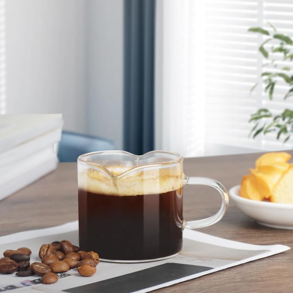 2 Piece 2 Flow Guide Port Glass Coffee Cup Set 120 ML Milk Cup Multi-purpose Espresso Cup Set  Bar
