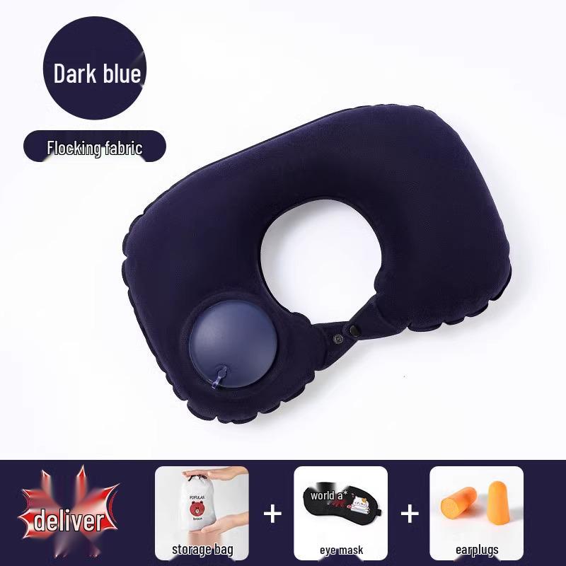 Inflatable U-shaped Neck Support Pillow for Travel - Portable and Press-type for Car & Airplane Comfort