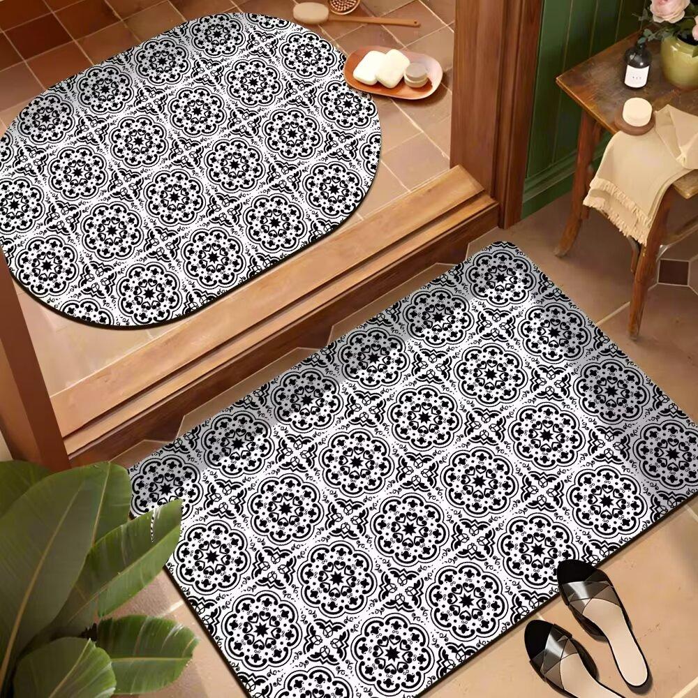 Retro Color Brick Diatom Mud Ground Surface Mat Bathroom Moisture Moisture-wicking Dirt Resistance Quick Drying Anti Slip Restroom Foot Mat
