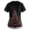 Women's Christmas Print Loose V-Neck Pocket Short-Sleeved Uniform