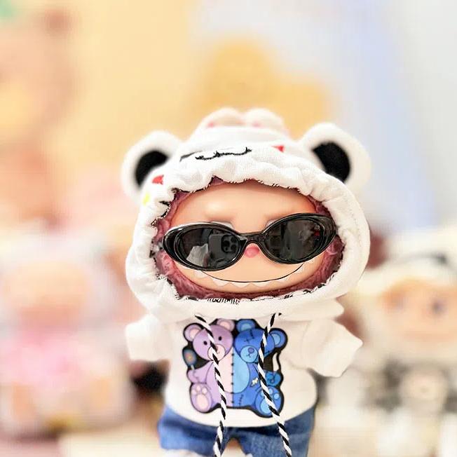 For 17cm Labubu I II Idol Dolls Cute Mini Plush Doll'S Clothes Korea Kpop Exo Idol Dolls DIY Accessories Gifts Bear Hoodie Set