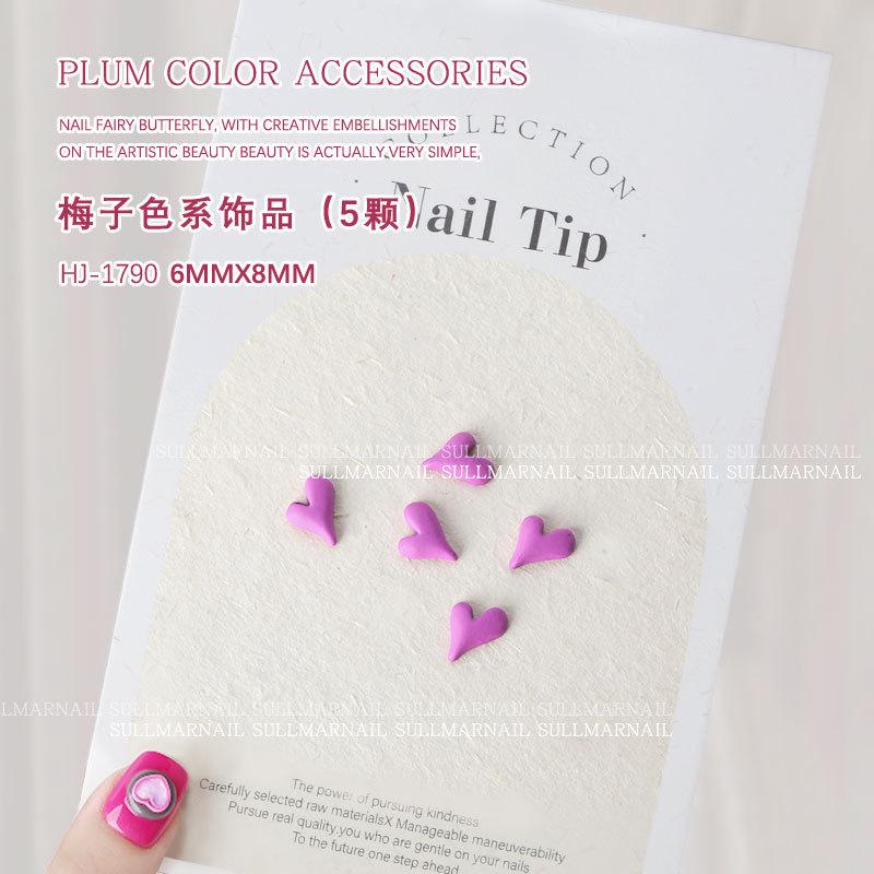 

Сливовые бантики, сердечки, жемчуг и мишки - украшения для нейл-арта - 5 шт.