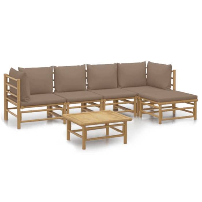 VidaXL Garden Lounge Set 6 Pcs with Taupe Cushions Bamboo 3155116