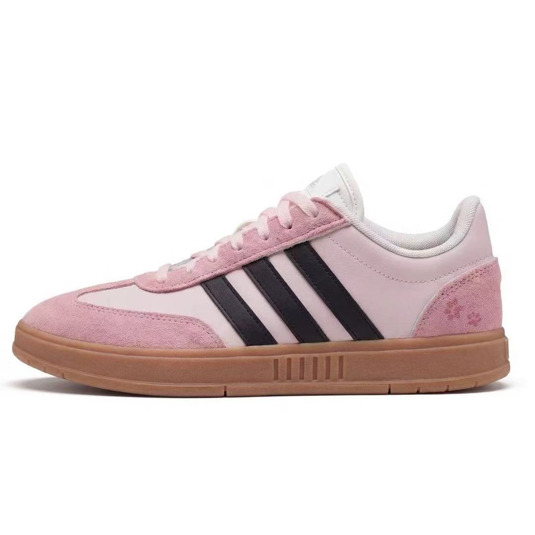 

Adidas GRADAS Peach Branch Leather Coverage Slip Resistant Low top Casual Shoes Unisex Black Pink IE9044 (Team1791-) 37⅓
