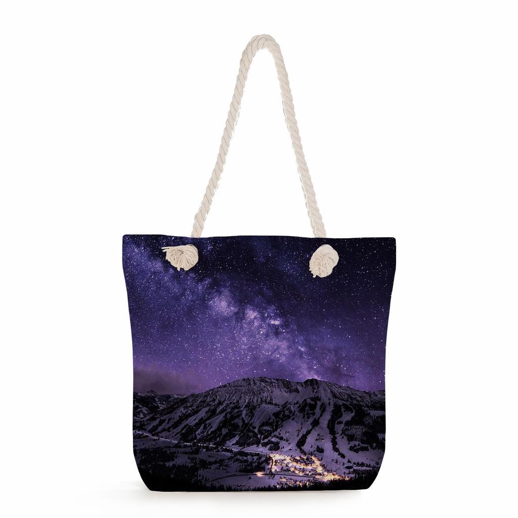 Starry Sky Print Thick Rope Single-shoulder Beach Bag 7229 CLE