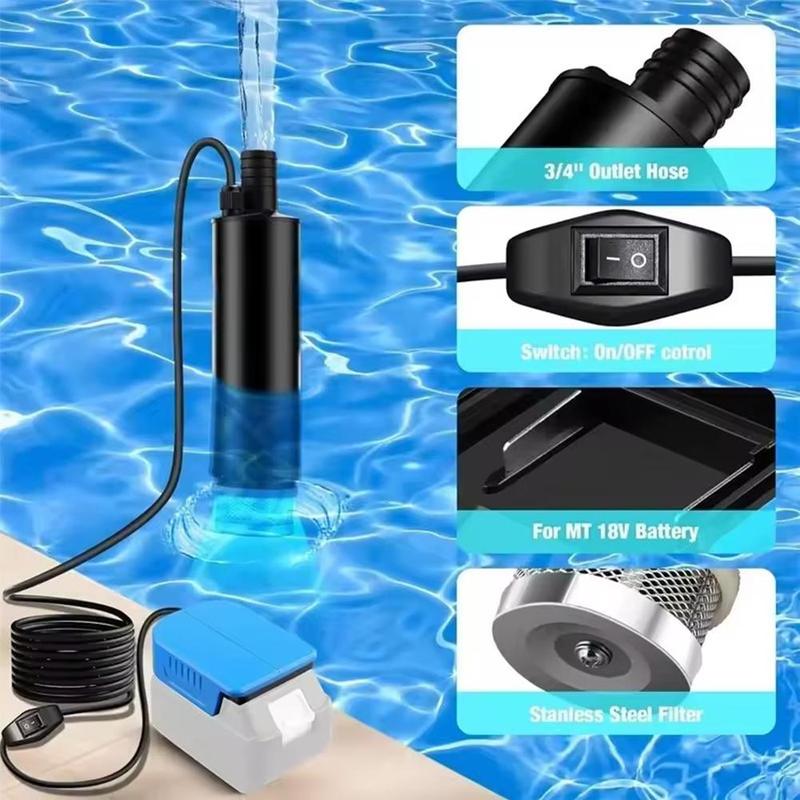 Electric Wireless Submersible Pump For Makita 18V 20V Battery For Garden, Water Tank, Swimming Pool, Pond