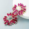 Flower Shaped Alloy Earrings With Colorful Water Drill For Evening Wear And Party Accessory