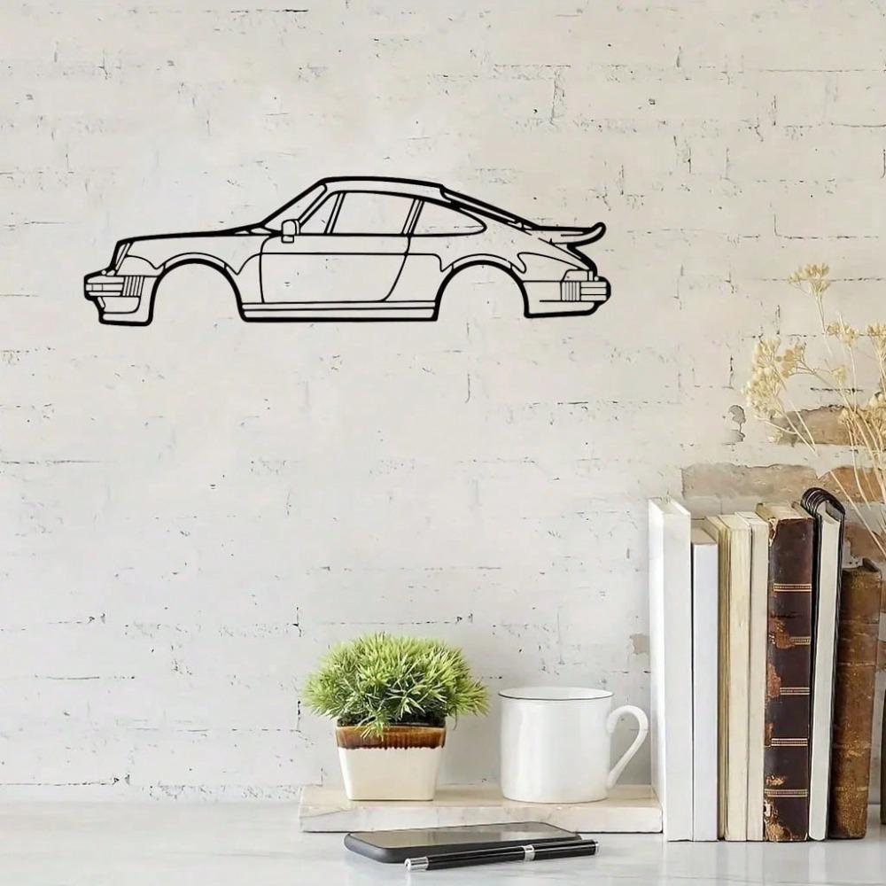 Metal Porsche 911 Turbo Wall Art Sculpture, Creative Iron Home Decoration, Unique Car Pendant Ornament for Indoor Living Room Decor