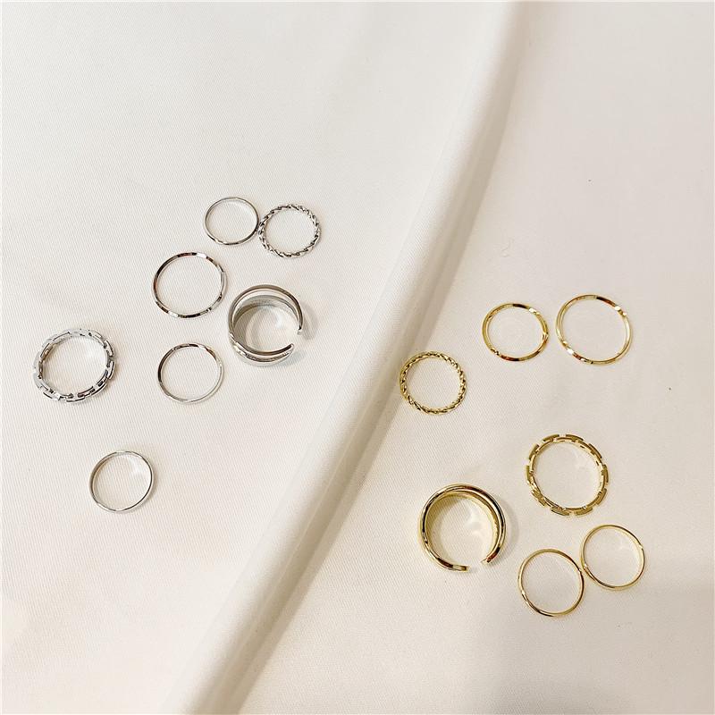 Trendy 7-Piece Women's Ring Set: Fashionable Minimalist Design, Light Luxury, Cool Niche Style, European & American Inspired Pinky Bands