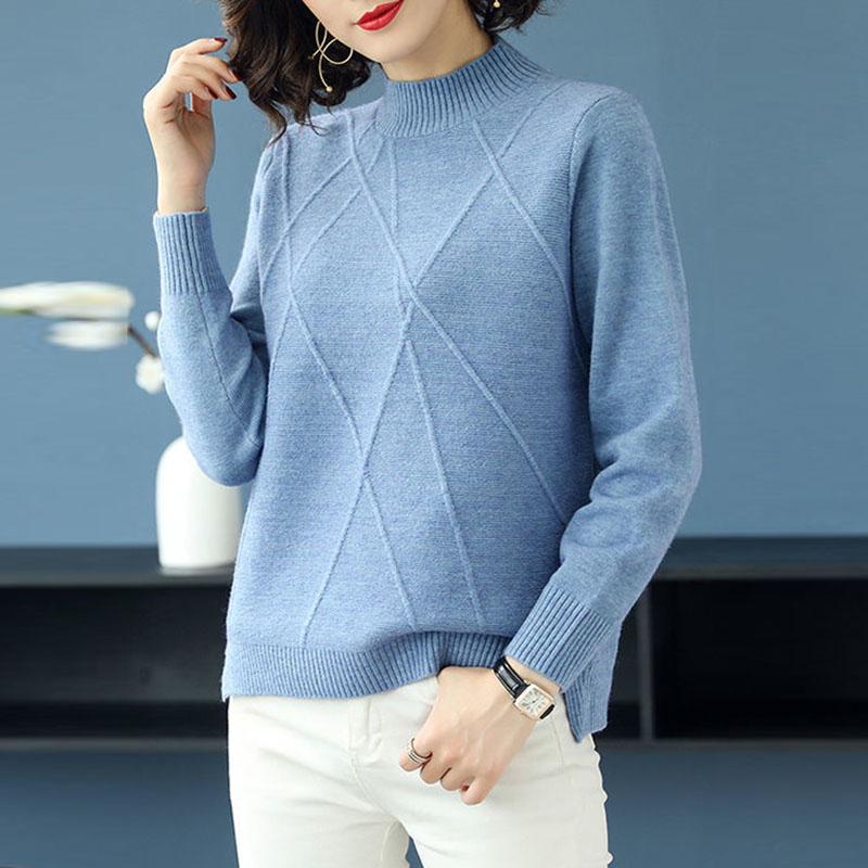 Sweater Women Autumn Winter Half Turtleneck Sweater Women Short Loose Korean Fashion All-match Knit Bottoming Sweaters