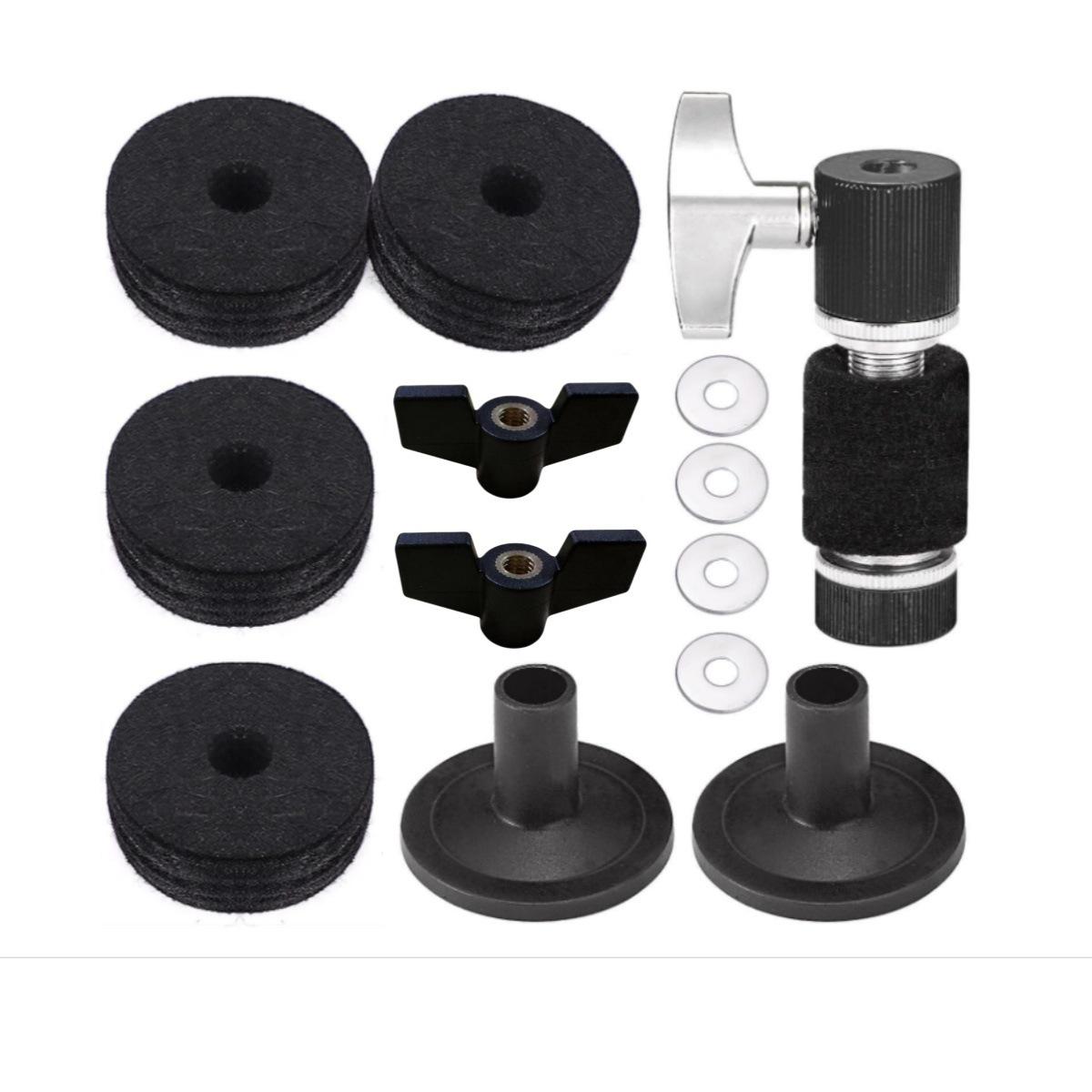 

13-Piece Non-Slip Felt Drum Kit Set with Hi-Hat Clutch Accessories With PE Black Clutch червоний