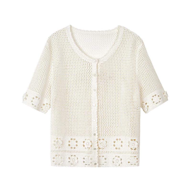 Lancy Women s Crochet Knit Short Sleeve Top 38