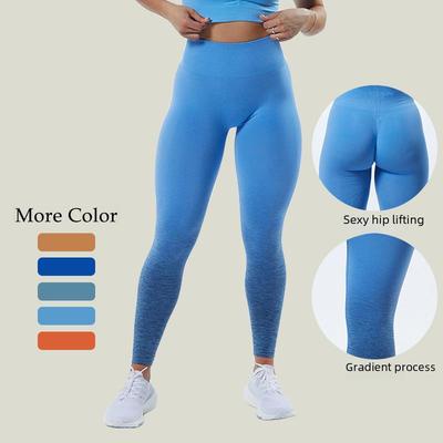 Stokta var! Kadın Yüksek Bel Gradyan Yoga Pantolonu - Dikişsiz, Nefes Alabilir ve Kalça Kaldırma Özelliğine Sahip Yüksek Elastik.