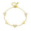 Gold Plated Heart Shell Bracelet, Dainty Open Solid Heart Charm Link Chain, Minimalist Everyday Jewelry for Women Gift
