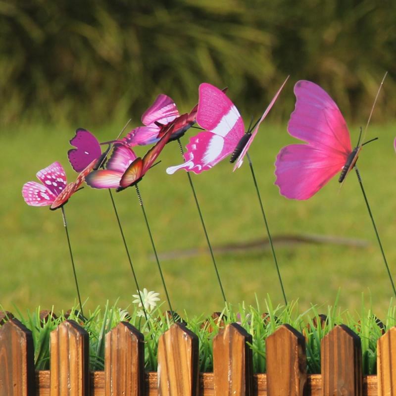 12X Lifelike 3D Butterfly Stakes for Flower Pot Indoor Outdoor Yard Garden Decor