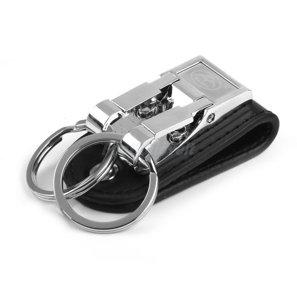 Genuine Leather Men‘s Car Keychain Key Ring Bag Pendant Metal Alloy Buckle
