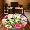 1PC Frogs Butterflies Flowers Round Chair Mat Area Rug - Non-Slip, Floor Mat for Office, Bedroom, Home Decor Christmas Gift C0528017