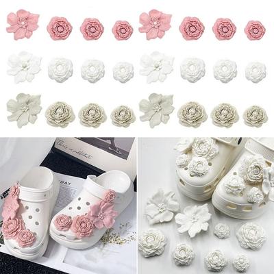 8 Piezas Encantadores Charms de Flor 3D para Zapatos de Playa Hebilla de Clip Desmontable Decoraciones para Zapatos Accesorios para Zapatos Perforados DIY Zapatos de Playa
