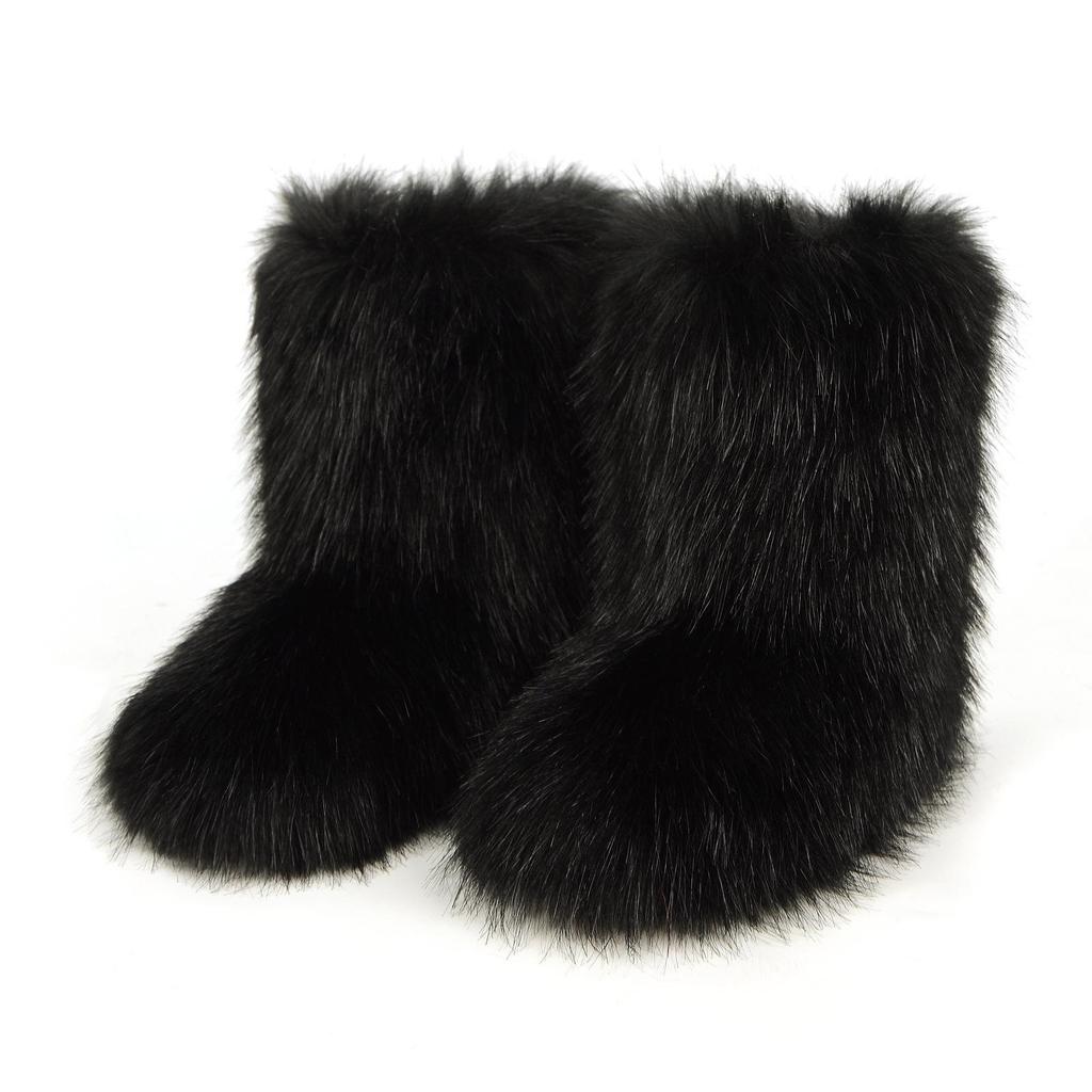 Women's Cross-Border Plush Winter Boots: Warm Short and Mid-Calf Styles with Imitation Fur for Snow.