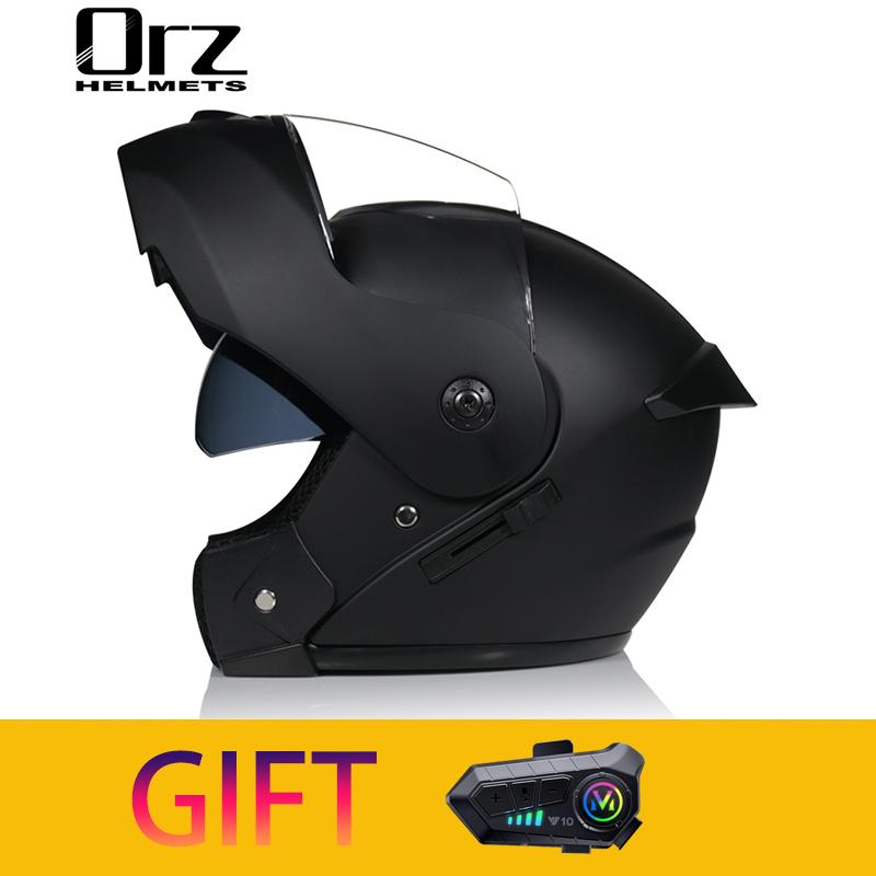 

ORZ Мотоциклетный шлем Модульный шлем-флип с двойным визором Полнолицевой шлем Поставляется с Bluetooth-наушниками Модель 103 XXL
