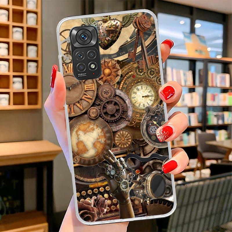 Steampunk Gear Mechanical Cover Phone Case For Xiaomi Redmi Note 15 14 13 12 11 10 Pro Plus 14S 12S 11S 11T 11E 10S Soft Fundas