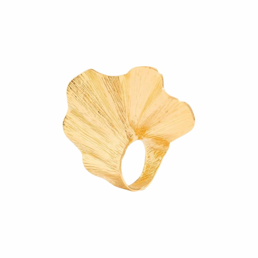 

Three-dimensional Texture Metal Joint Ring Pleated Design Fan-Shaped Ring Index Finger золотий
