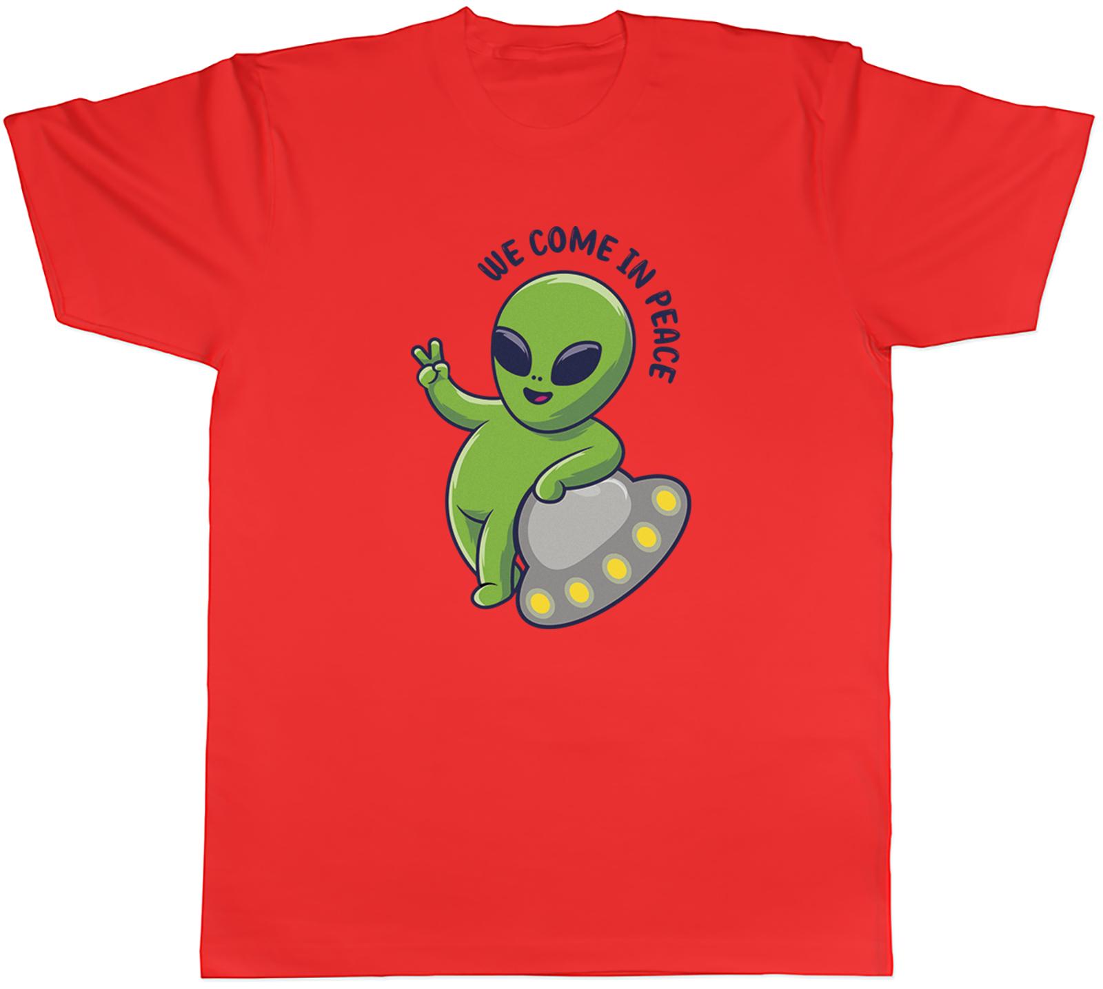 Funny Alien Unisexs TShirt UFO Martian We come in Peace Unisex Tee Gift S