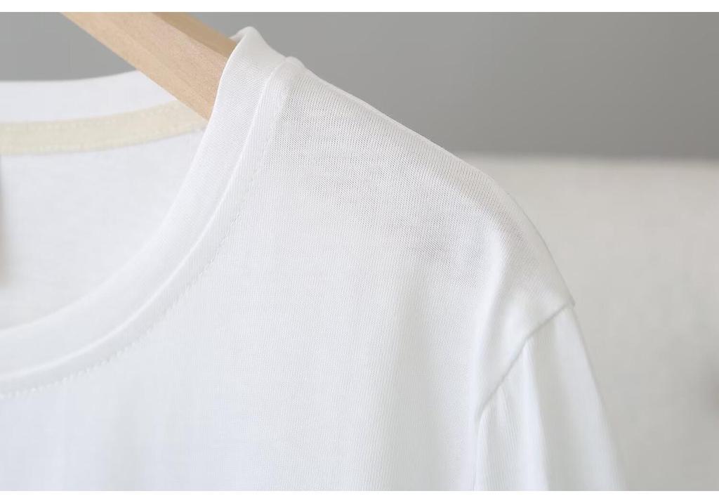 Frühling/Sommer 2026 Damen Plus Size Baumwoll-T-Shirt mit Sieben-Viertel-Ärmeln - Rundhals, Einfach, Vielseitig, Lässiges Oberteil