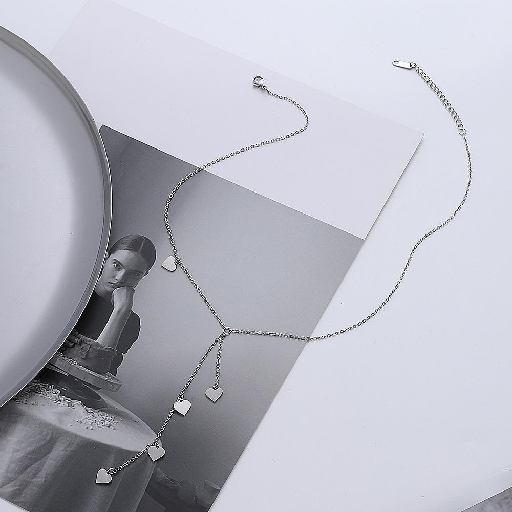 2026 Titanium Steel Love Necklace for Women Fringe Sweater Chain Adjustable Length & Width Personality Niche Fashion Jewelry Non-Fade Light Luxury