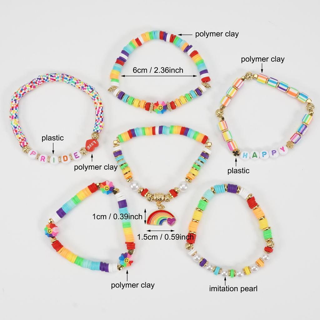 LGBT Pride Bracelet for Bisexual Lesbian Gay Allies Love Wins Rainbow Beaded Clay Elastic Stackable Stretch Bracelets
