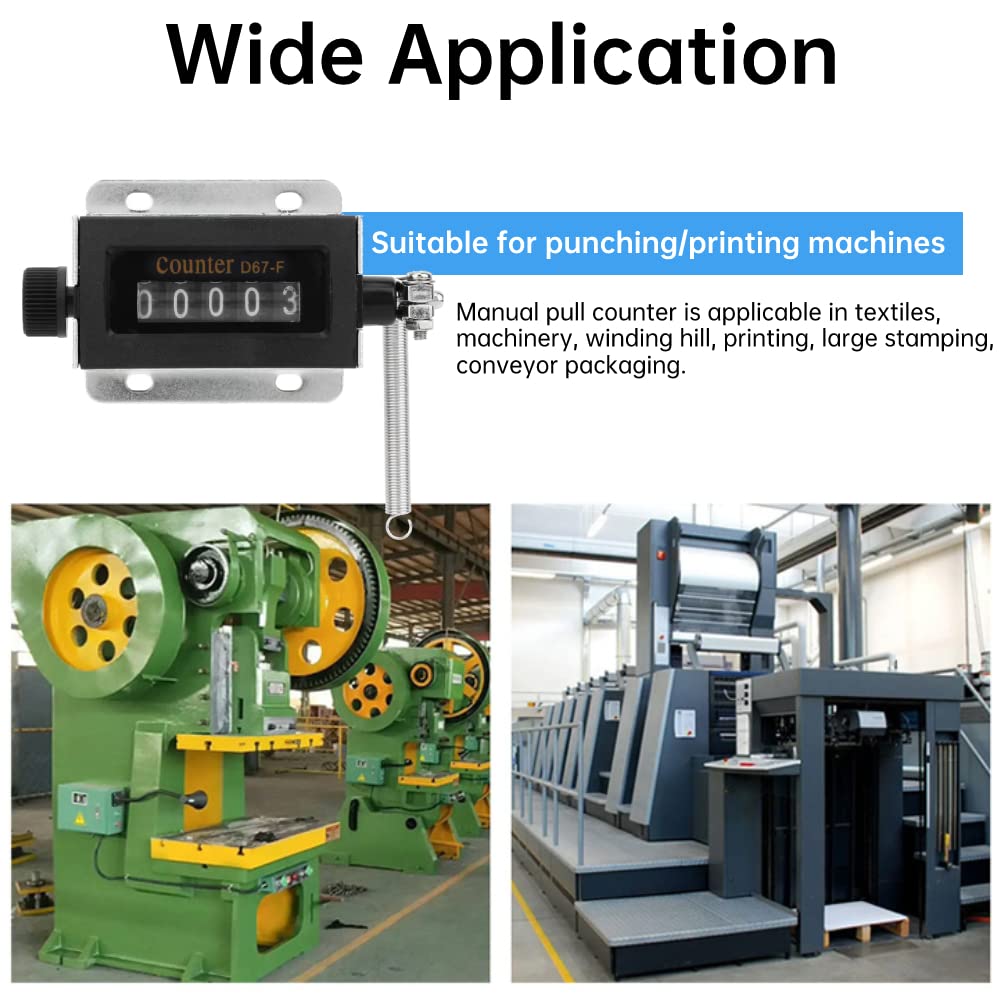 5 Digit Pull Counter D67-F 5 Digit Mechanical Resettable Manual Hand Pull Stroke Tally Counter Count Accurately