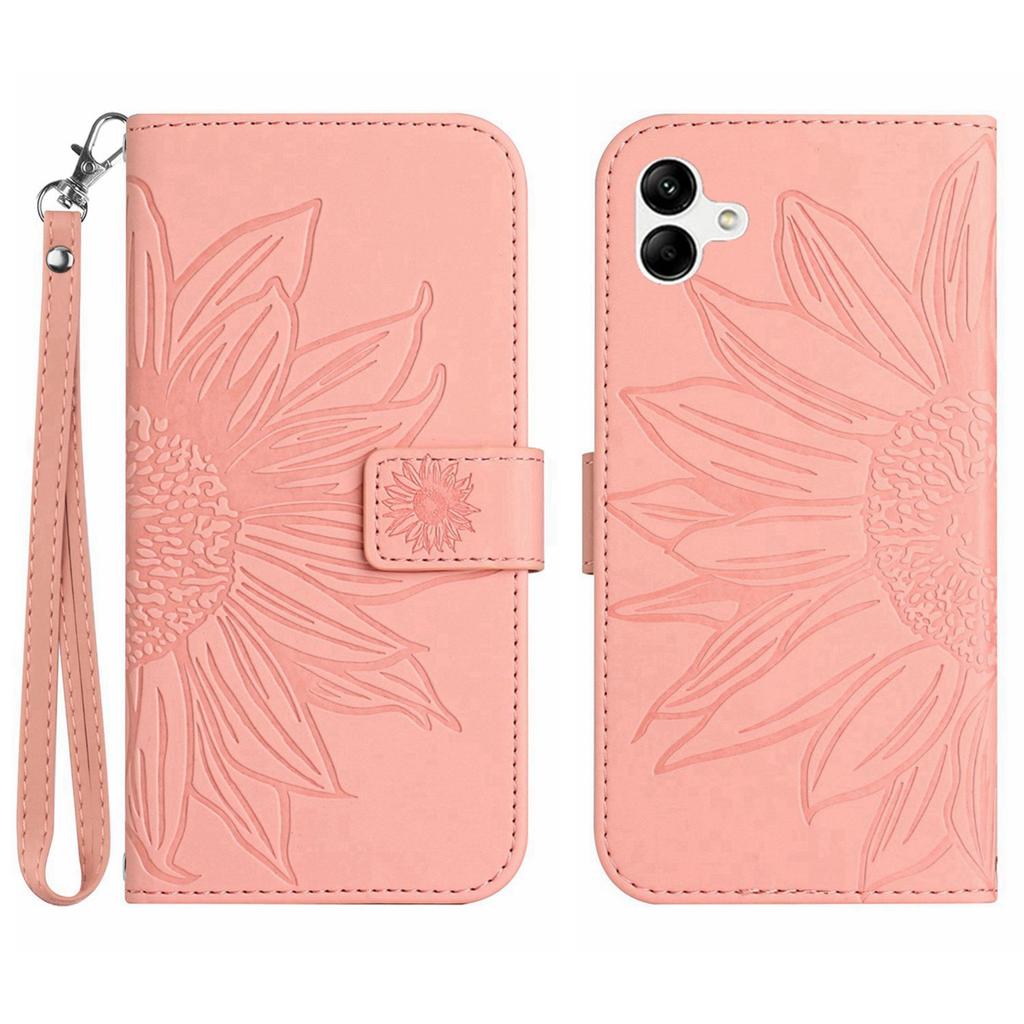 HT04 For Samsung Galaxy A06 4G Case Sunflower Leather Wallet Phone Cover with Wrist Strap