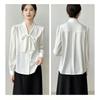 Temperament Streamer Chiffon Shirt Women's Summer Short-sleeved Top Women's White High-end Blue Commuter Interview Women's Shirt
