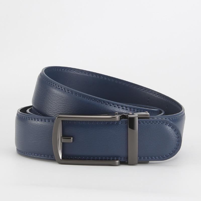 Dolly Road, Reverse Buckle Belt 3.5 Automatic Buckle Two-Layer Cowhide Belt, Men'S Leisure Belt