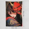 VIKAMA JapanStyle Prajna Mask Girl Tapestry Personality Trendy Cool Wind Bedroom Living Room Background Tapestry Home Decor