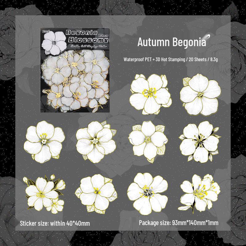 Retro Floral Hot Stamping DIY Journal Sticker Pack